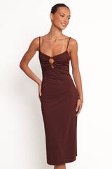Ashy Midi Dress - Brown