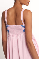 Fitzgerald Maxi Dress - Pink/Blue Trim