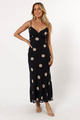 Ollie Midi Polka Dot Dress - Black/Cream
