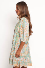Arden Mini Dress - Green Multi
