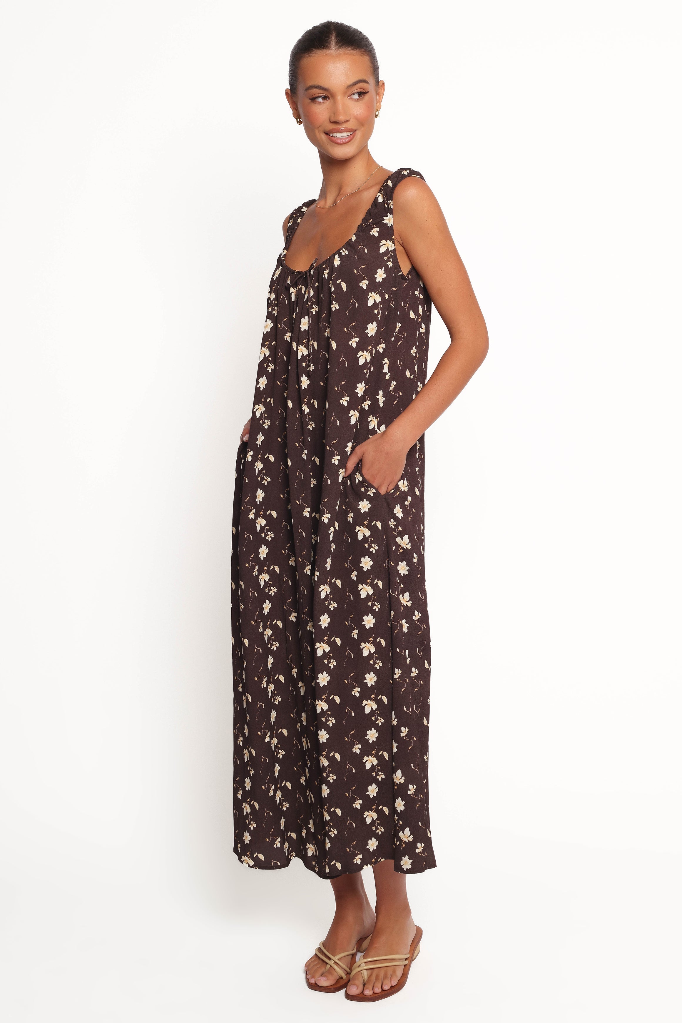 Bowman Maxi Dress - Brown Floral