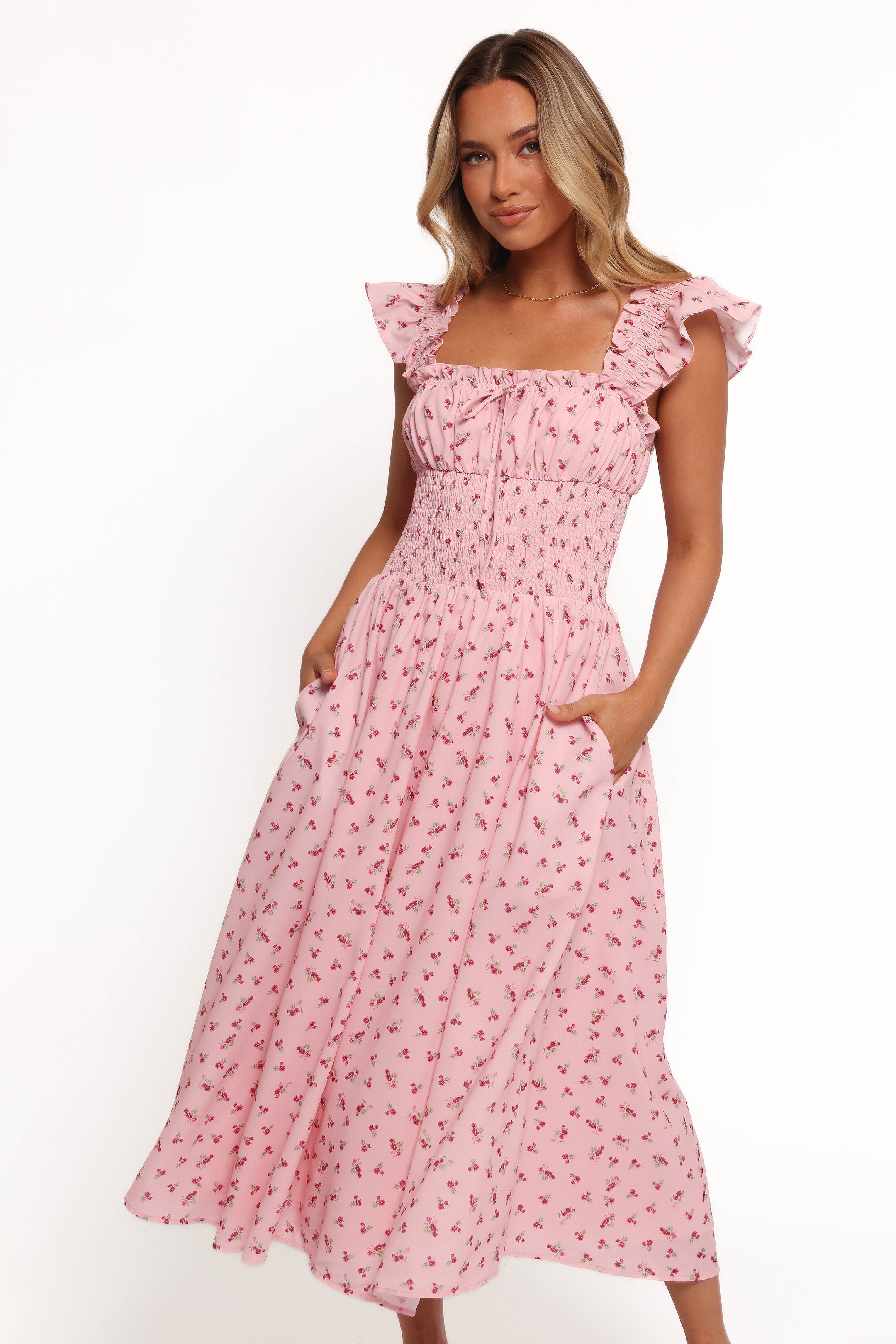 Bronte Midi Dress - Pink Floral