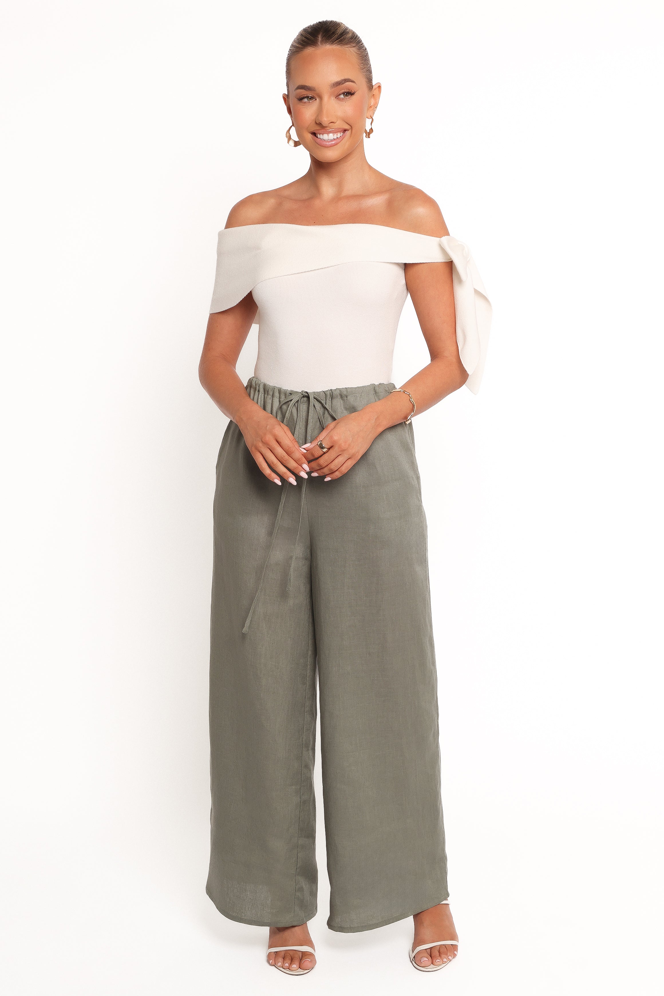 Charama Off Shoulder Knit Top - White