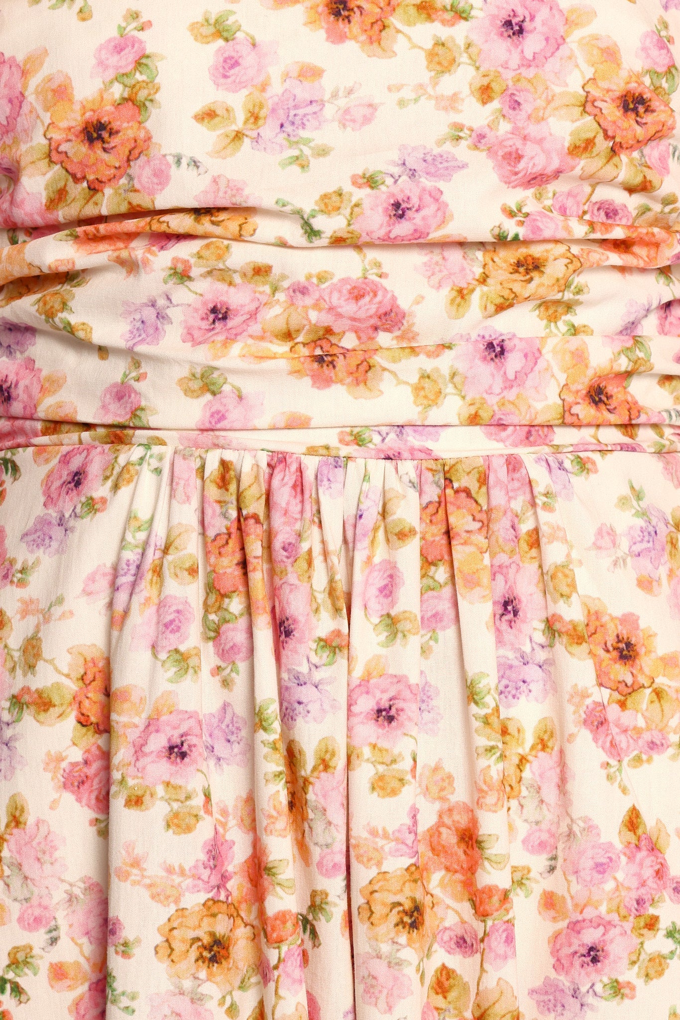 Clo Puff Sleeve Midi Dress - Peach Floral