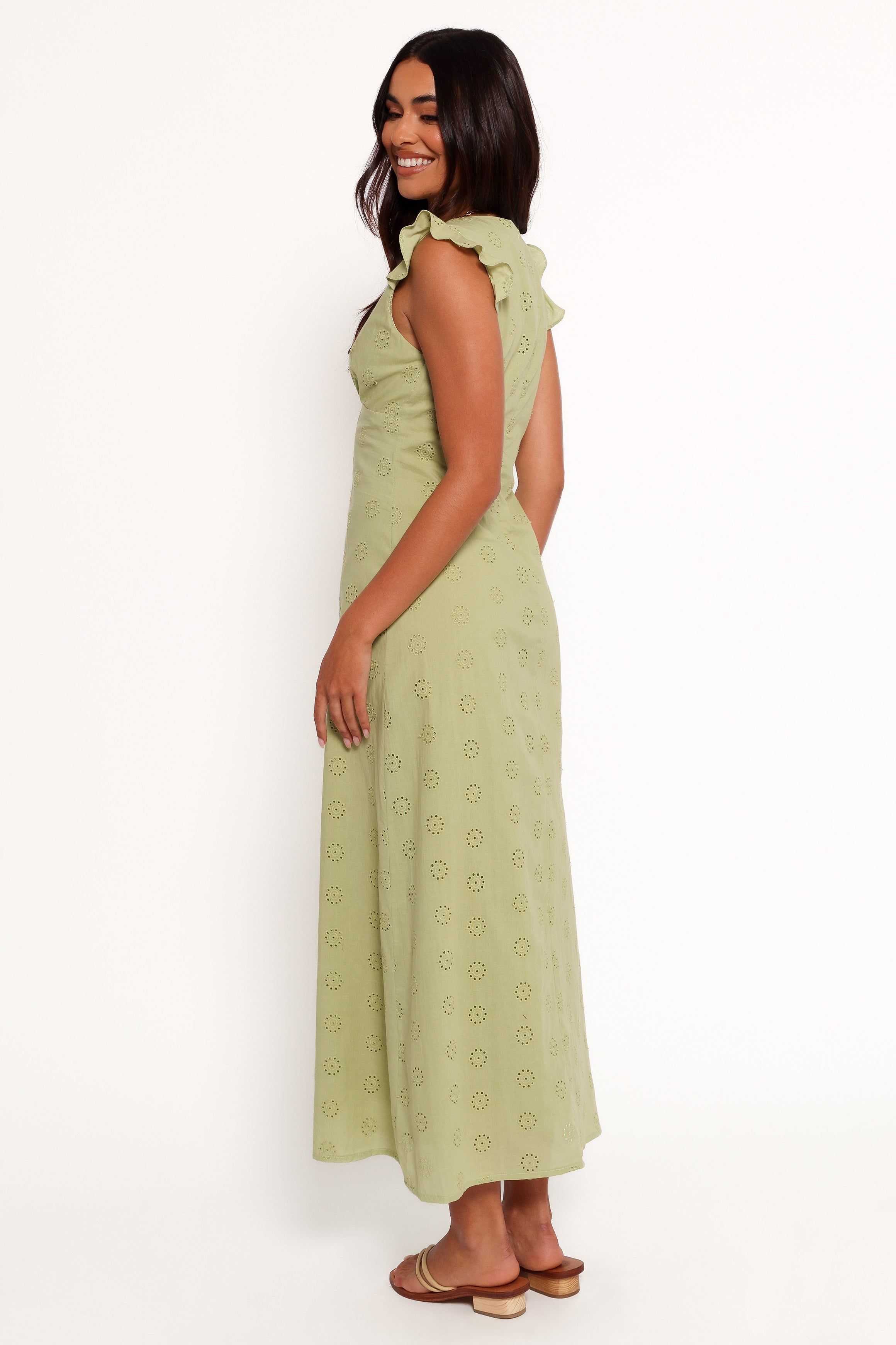 Ensley Flutter Sleeve Maxi Dress - Olive Green