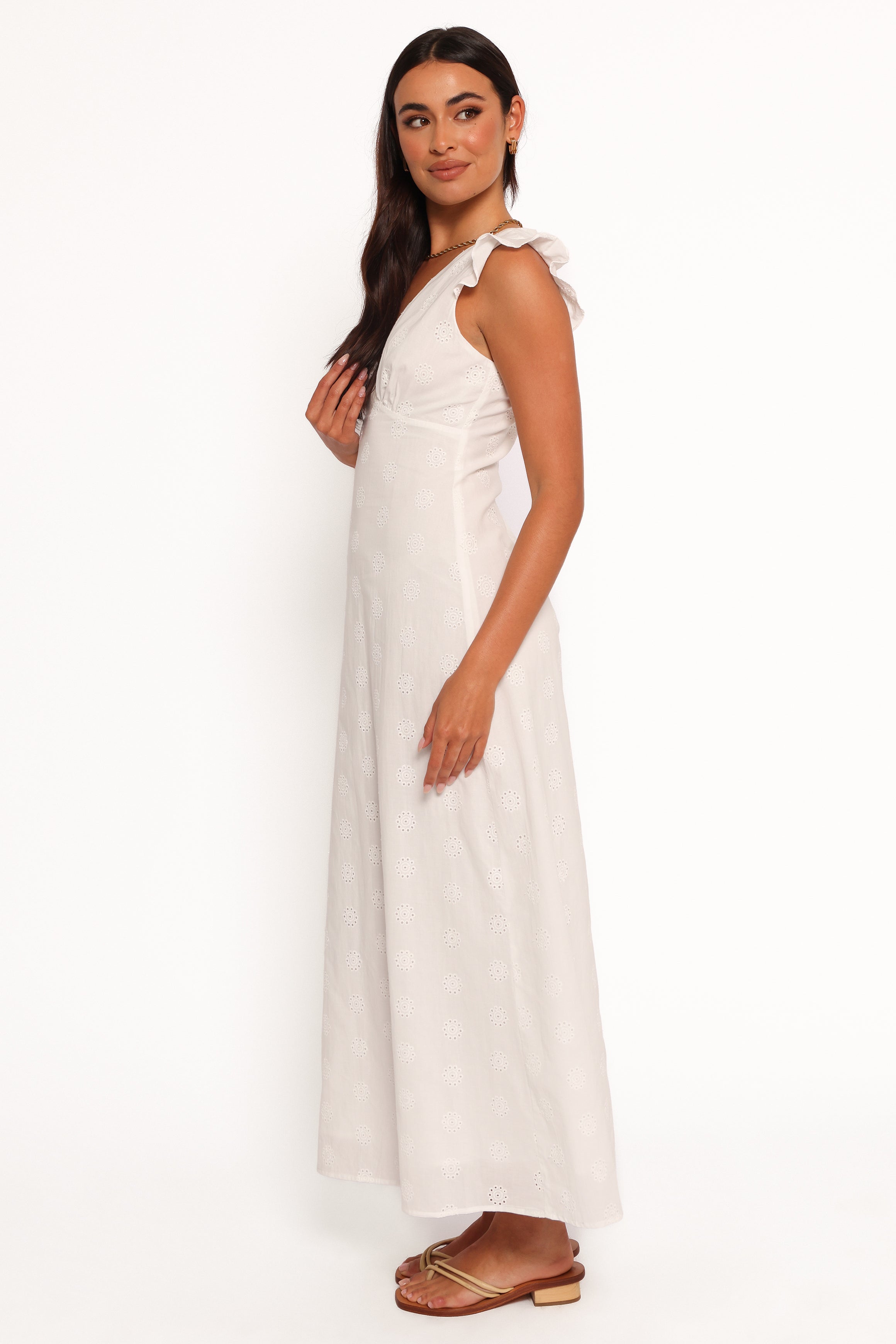 Ensley Flutter Sleeve Maxi Dress - White