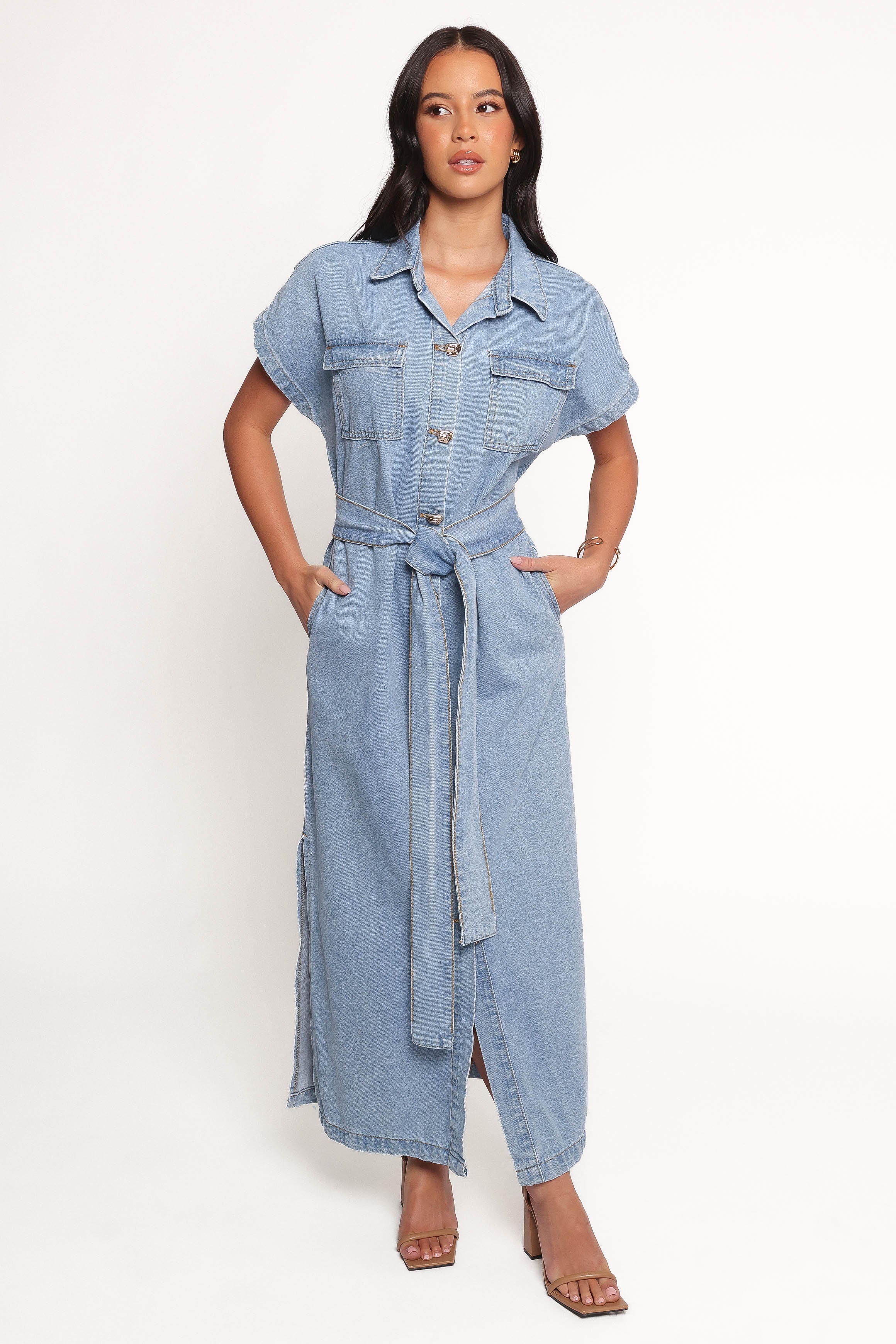 Griffin Shirt Maxi Dress - Denim