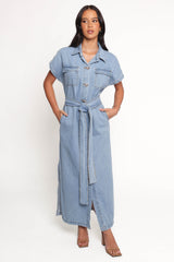 Griffin Shirt Maxi Dress - Denim