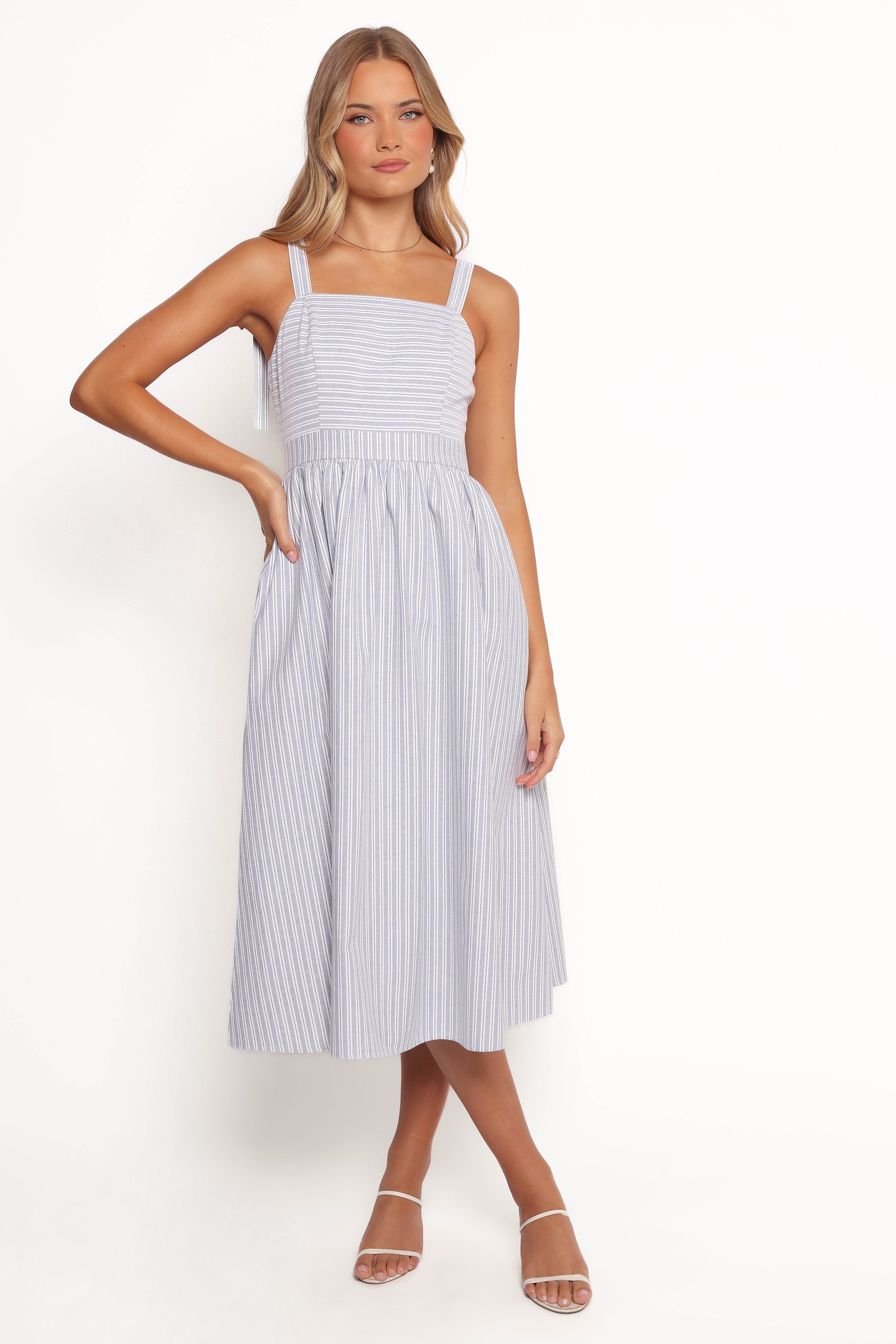 Johanna Midi Dress - Grey/White