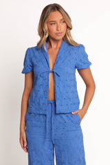 Ksenia Embroidered Tie Top - Cobalt