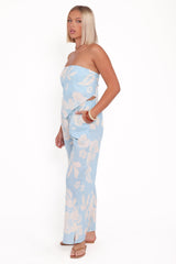 Lourdes Wide Leg Pant - Blue Hibiscus