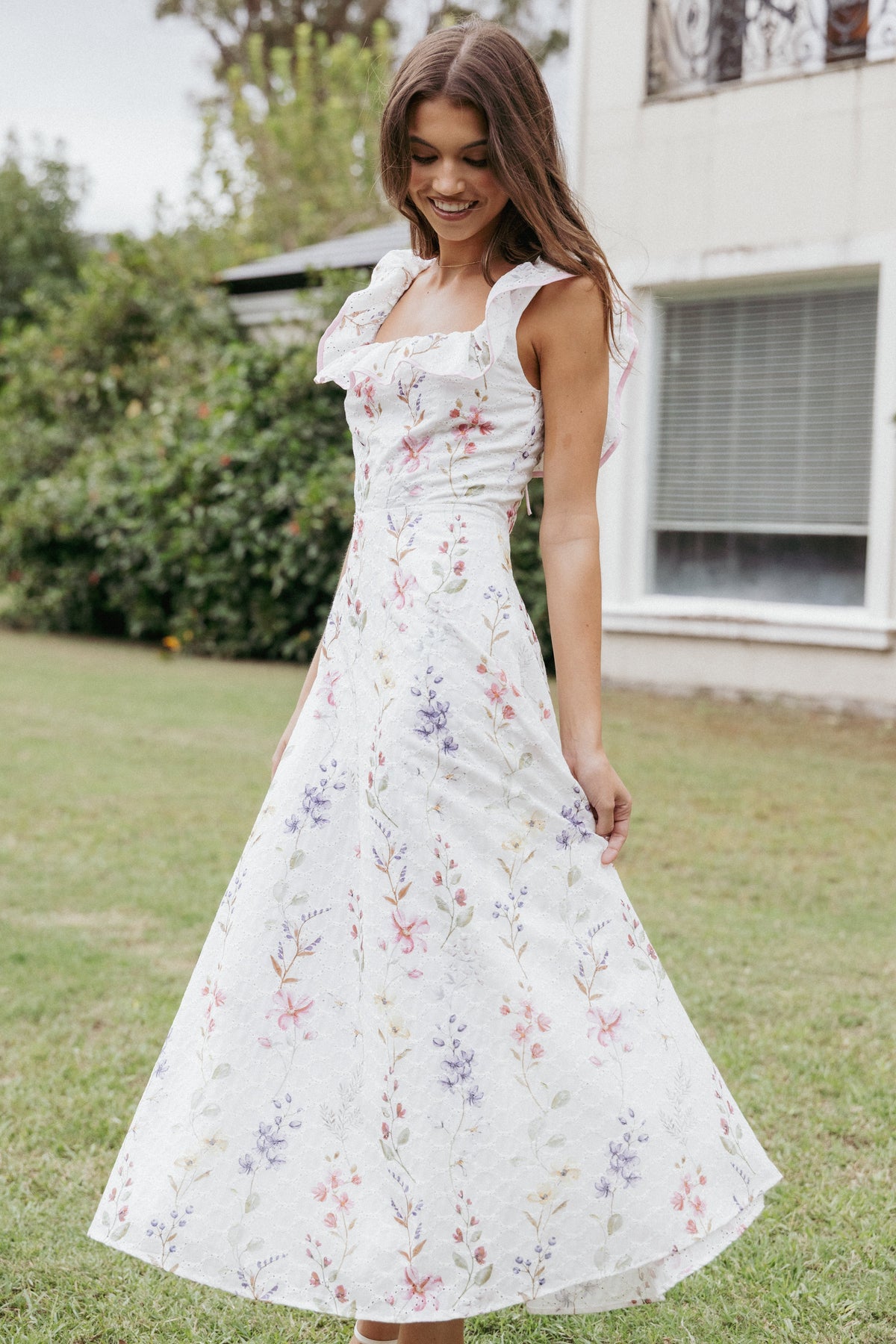 Lucille Maxi Dress - White Floral