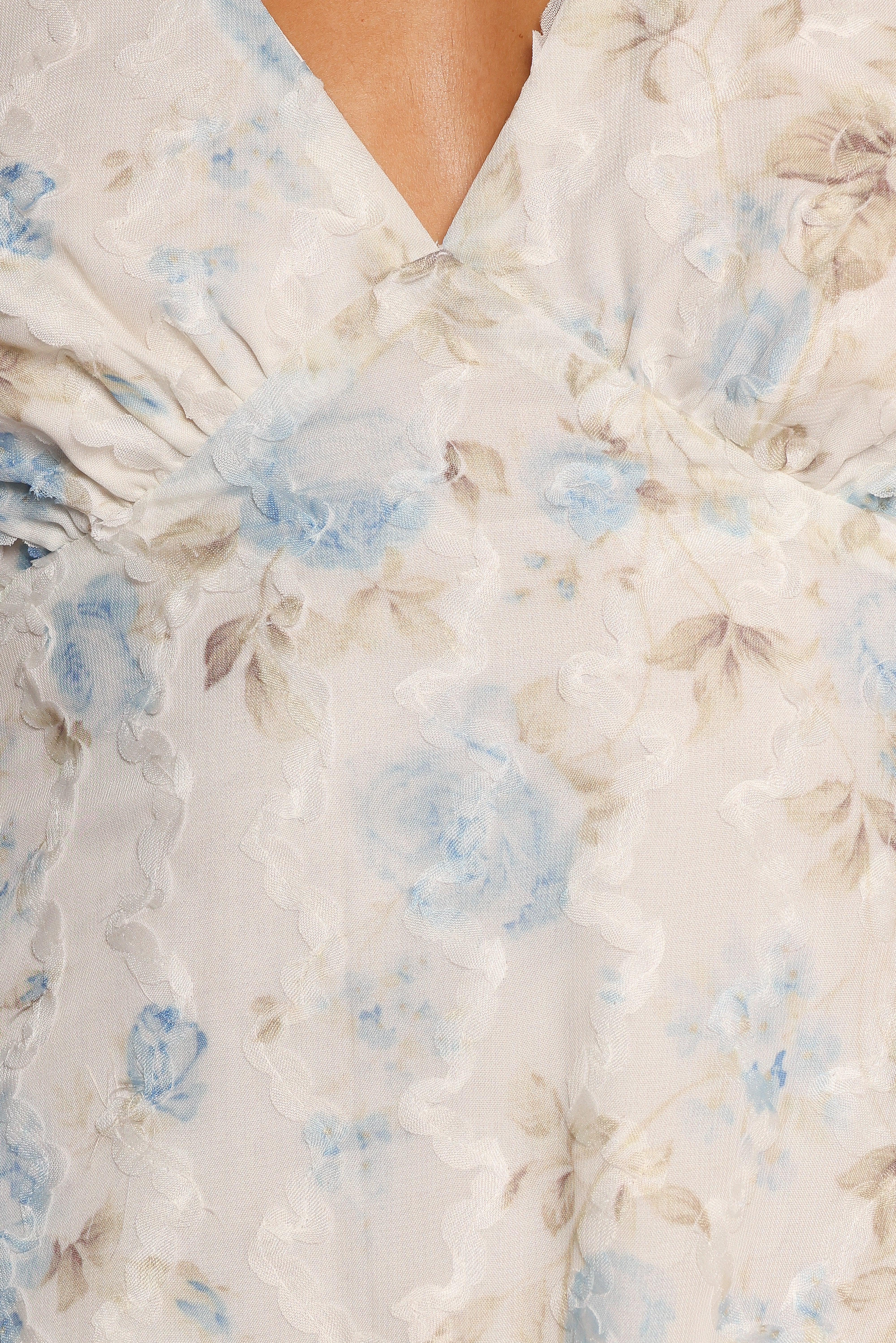 Marisol Mini Dress - Cream Blue Floral