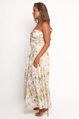 Marta Strapless Midi Dress - Pink Floral