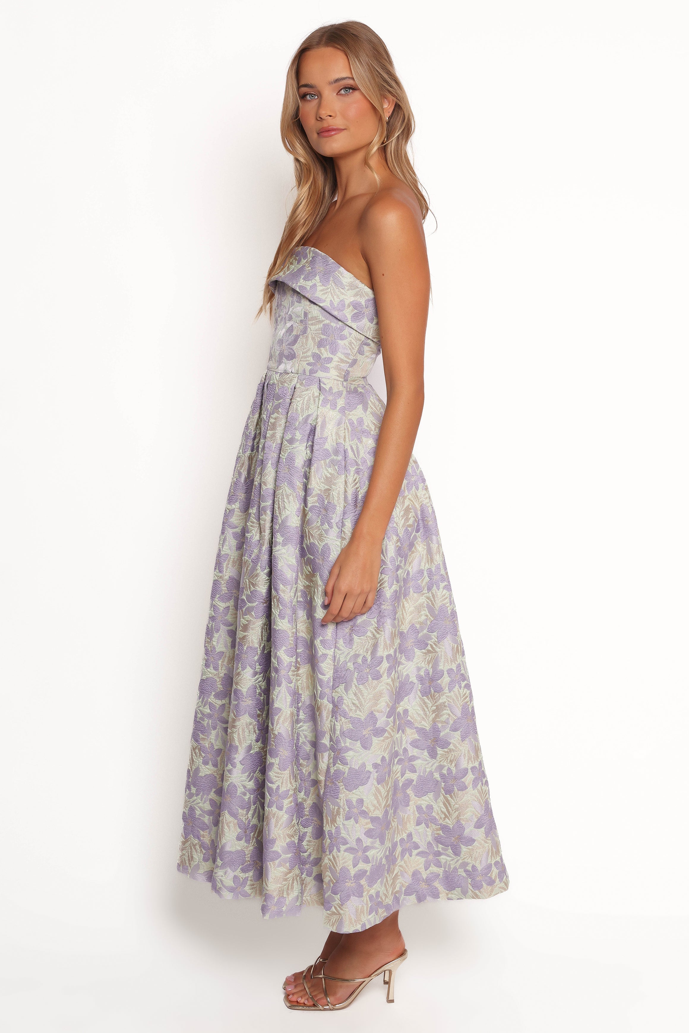 Rhea Strapless Midi Dress - Sage Floral