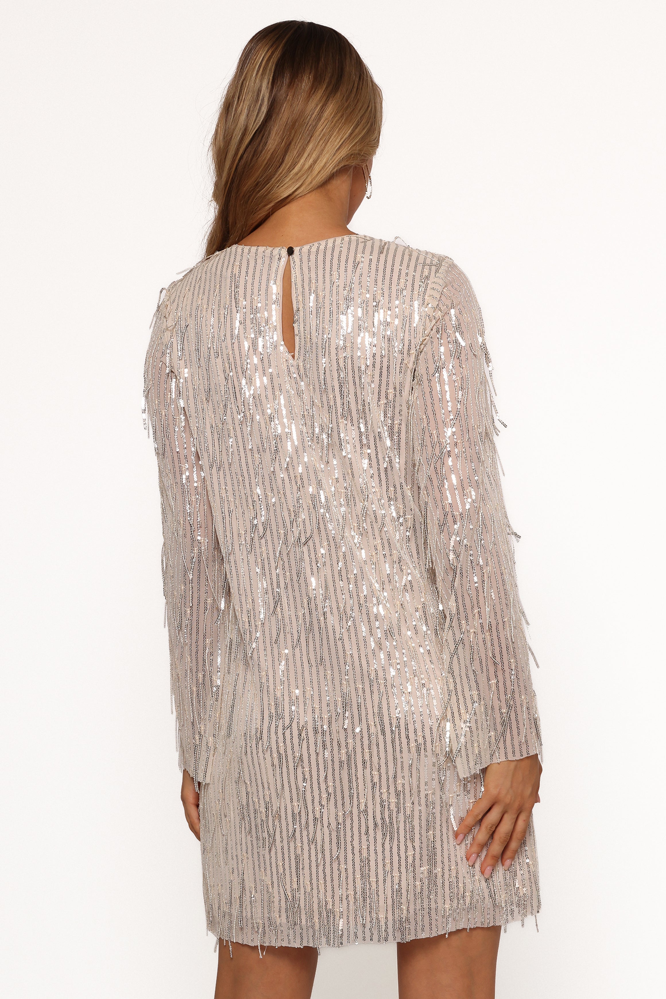 Serena Sequin Mini Dress - Nude/Silver