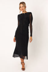 Salvatore Long Sleeve Midi Dress - Black