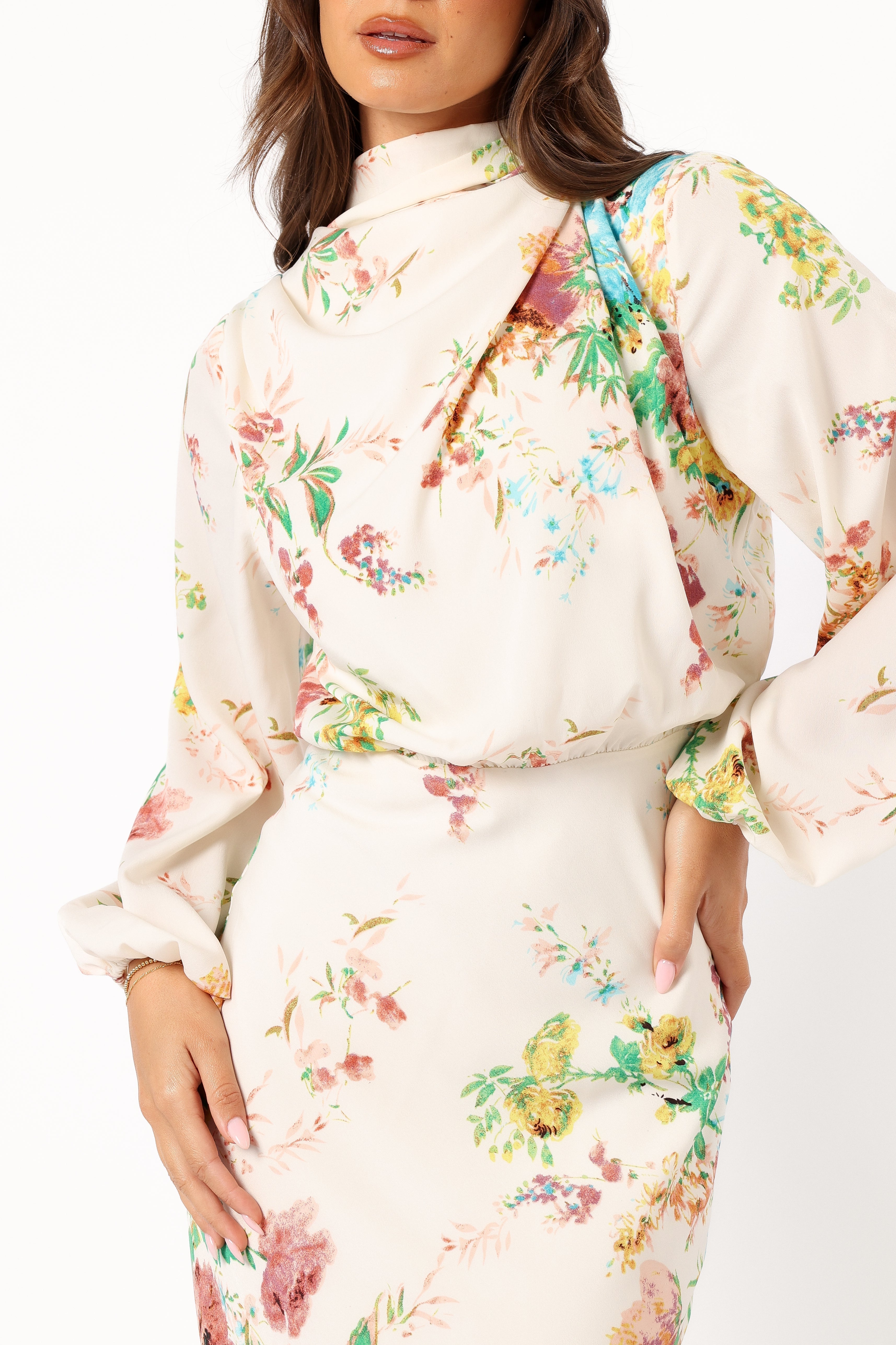 Sophia Long Sleeve Dress - White Floral