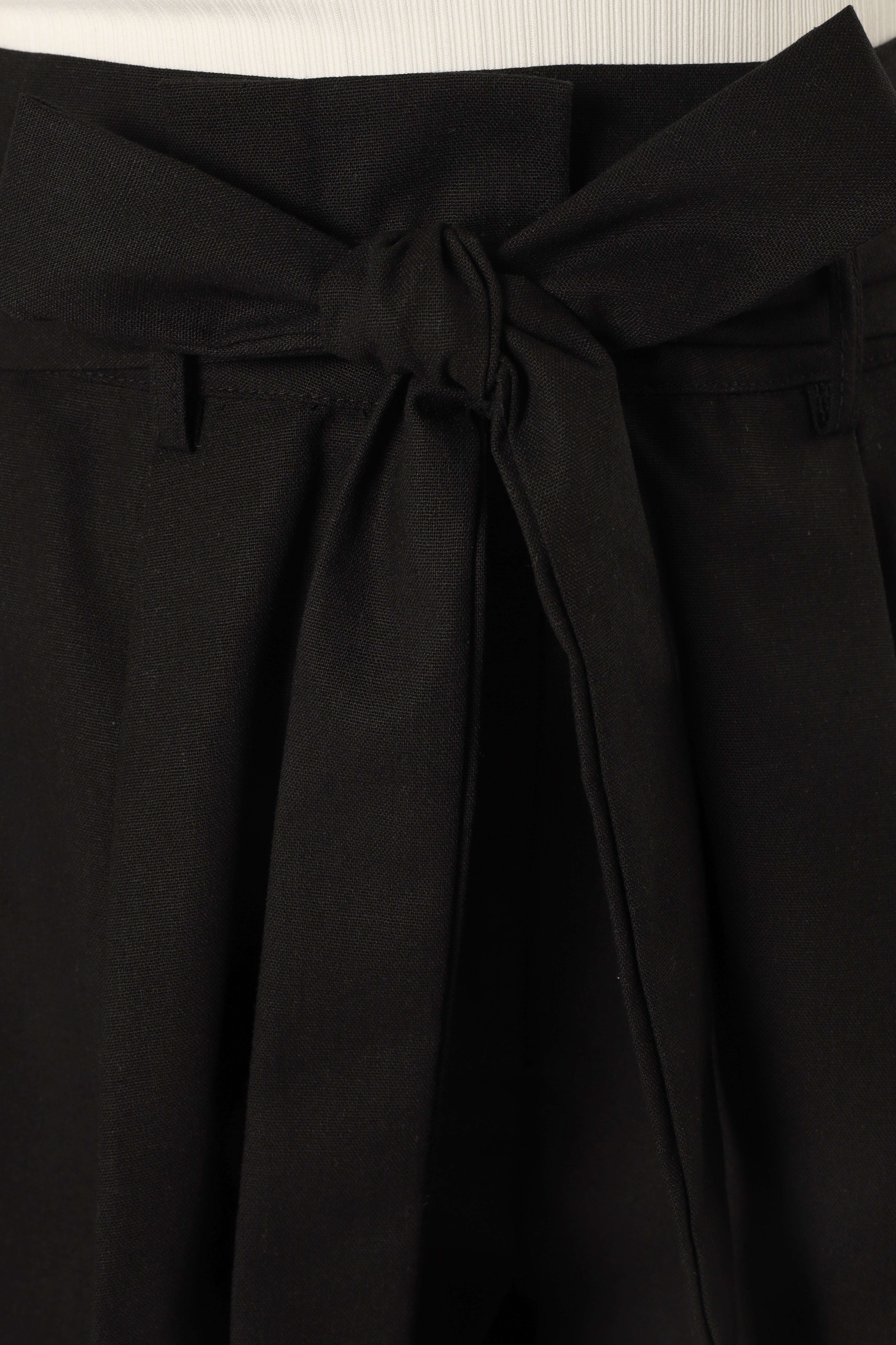Maya High Waisted Paperbag Shorts - Black