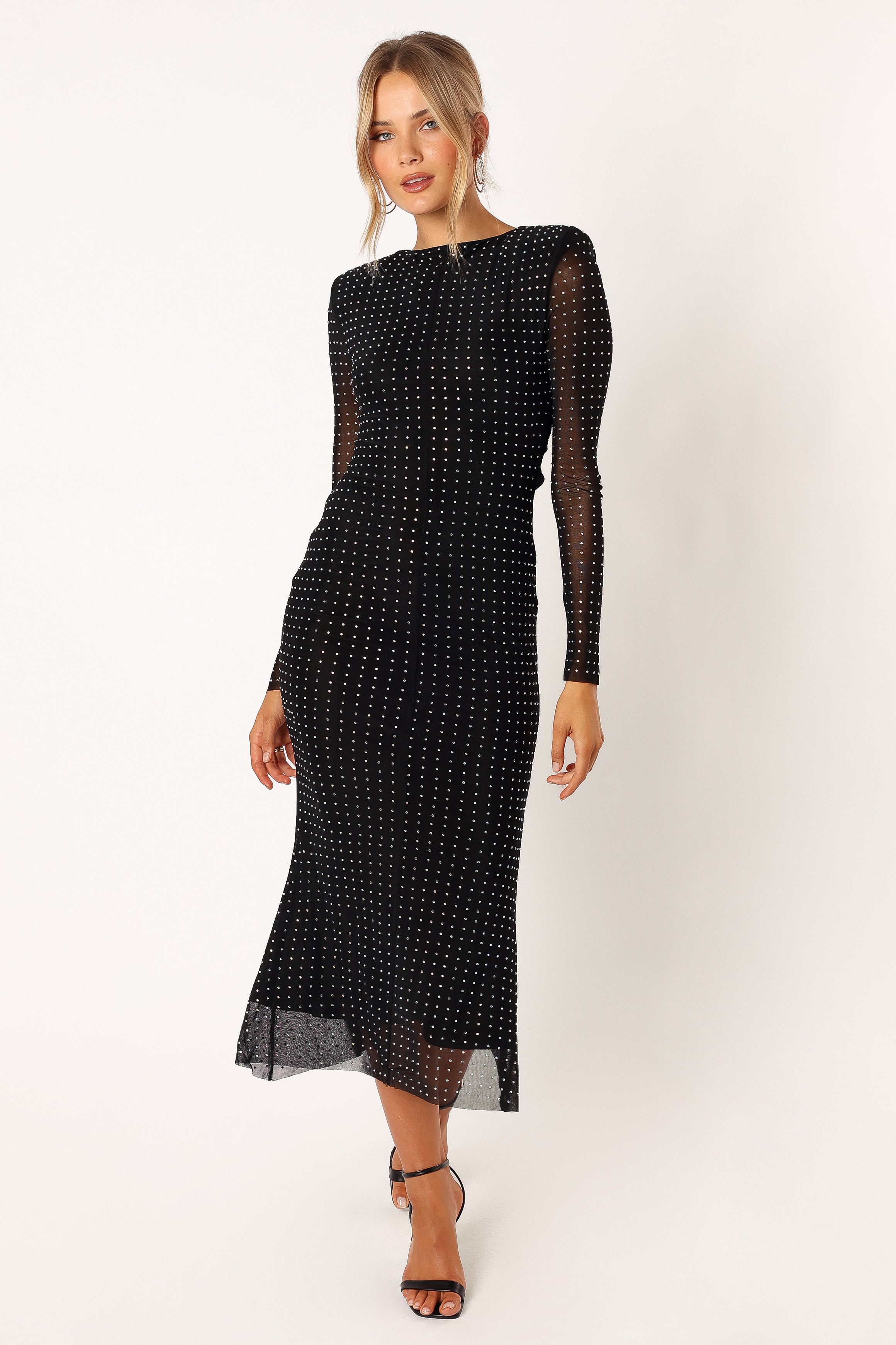 Salvatore Long Sleeve Midi Dress - Black