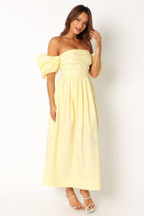 Solana Off Shoulder Midi Dress - Yellow